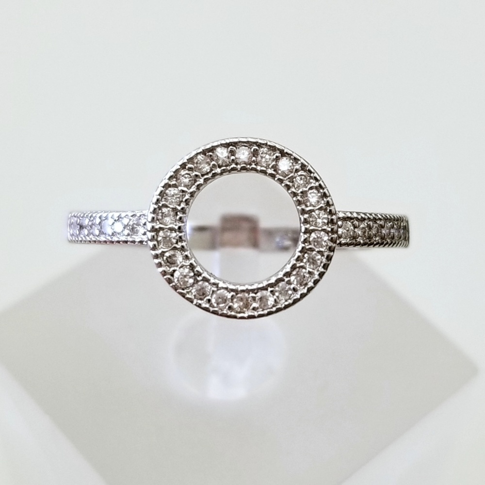 18k Plated Pave Circle Ring - Picture 2 of 8